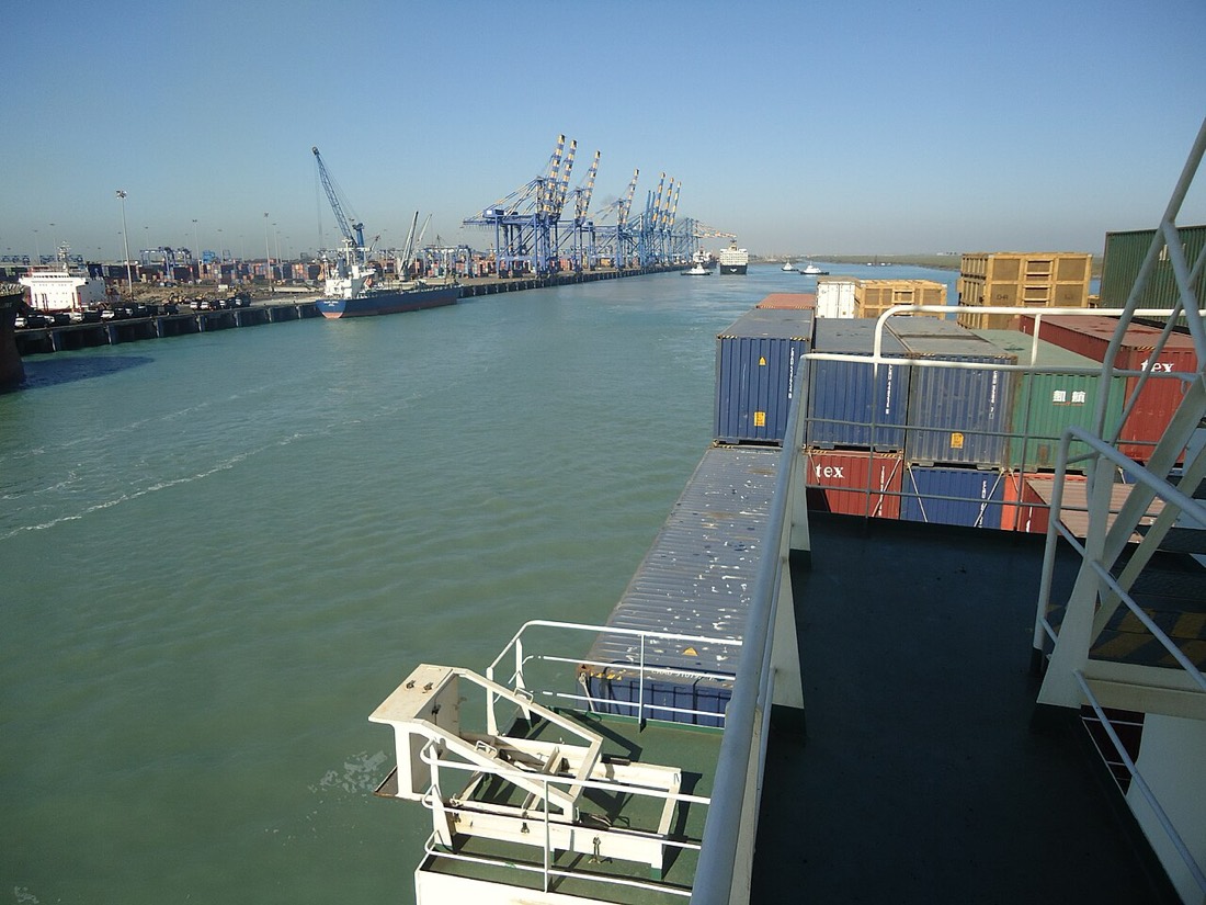 Container cranes at Mundra port in Gujarat, one of the gateways where GST on imports is collected, the line that grew fastest in India's 2026 GST data