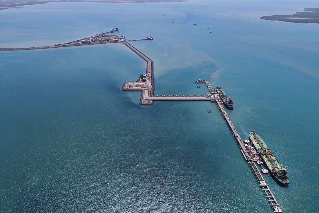 Nayara Energy's marine terminal at Vadinar, Gujarat, serving the refinery part-owned by Russia's Rosneft that processes Russian crude India imports
